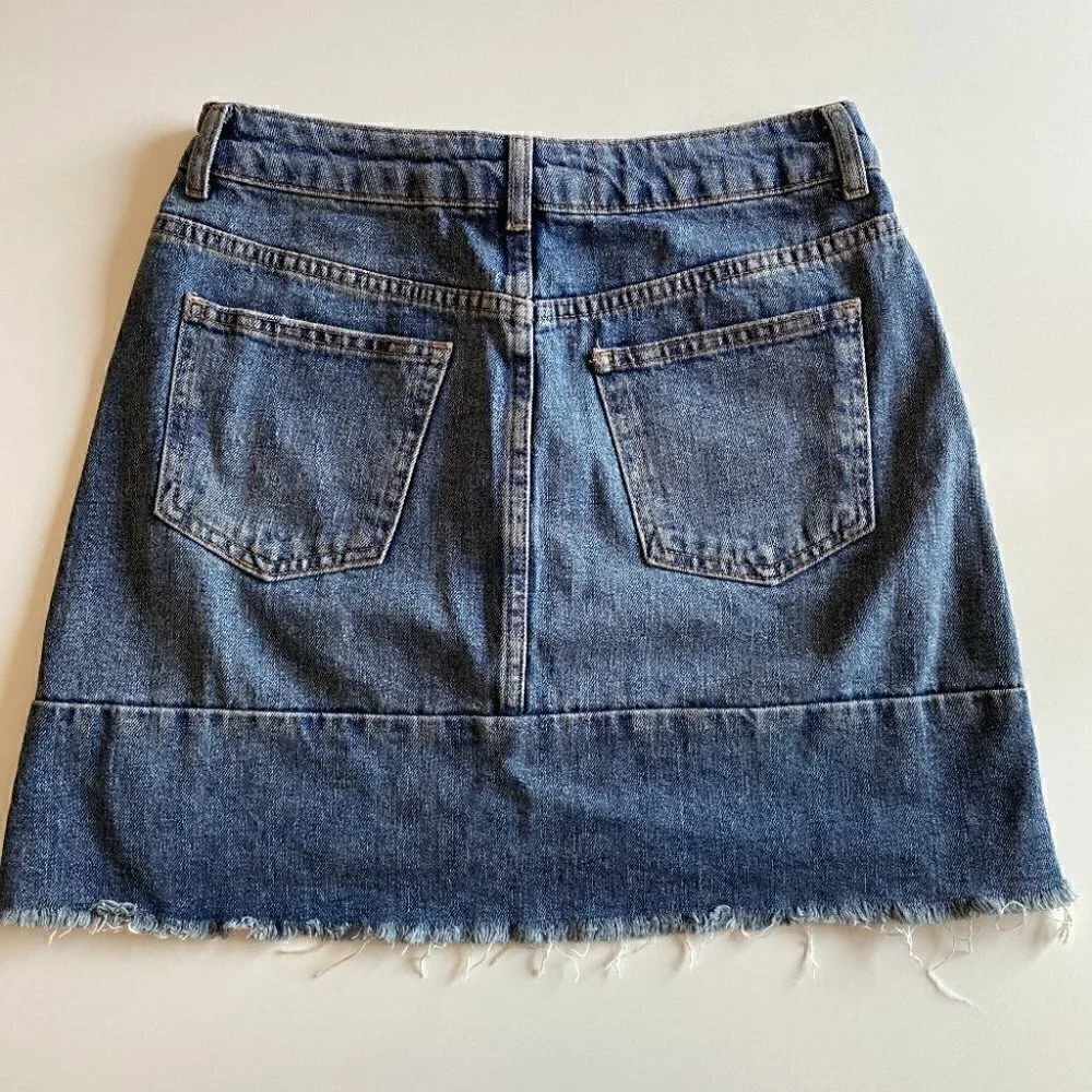 Topshop MOTO Denim Patchwork Mini Skirt Size 6
